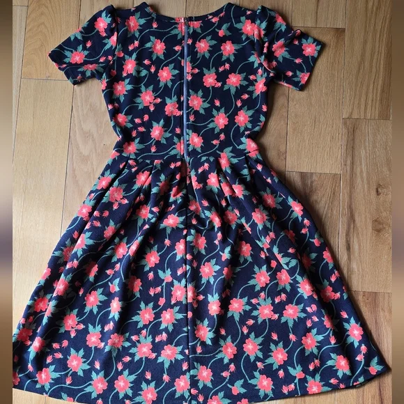 LulaRoe | Floral | Black & Orange | Amelia Dress Small - Picture 7 of 11